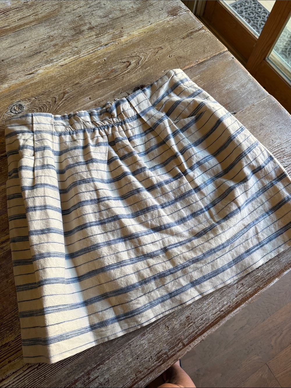 J. Crew Cream and Blue Striped linen &Cotton Mini Skirt